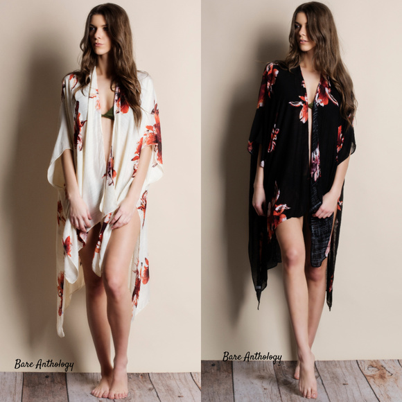 Bare Anthology Sweaters - Floral Kimono Cardigan
